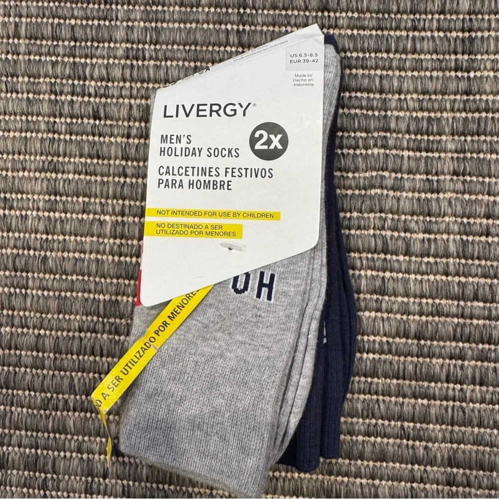 Men's 2-Pack Holiday Casual Socks - Gray & Navy